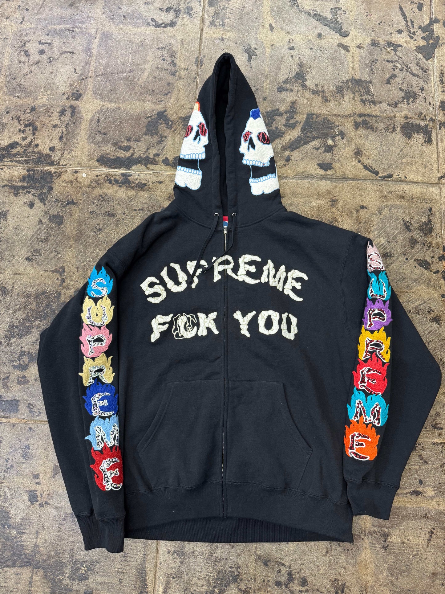 SUPREME F**K YOU BLACK ZIP UP HOODIE