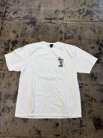 STUSSY DOUBLE DRAGON CREAM TEE (USED)