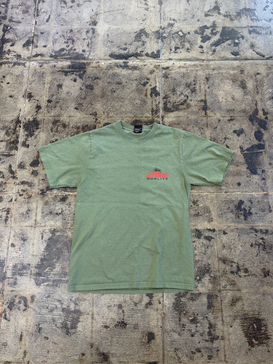 STUSSY OLIVE GREEN SUPERIOR QUALITY TEE (USED)