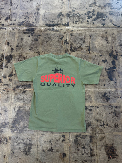 STUSSY OLIVE GREEN SUPERIOR QUALITY TEE (USED)