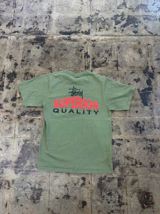STUSSY OLIVE GREEN SUPERIOR QUALITY TEE (USED)