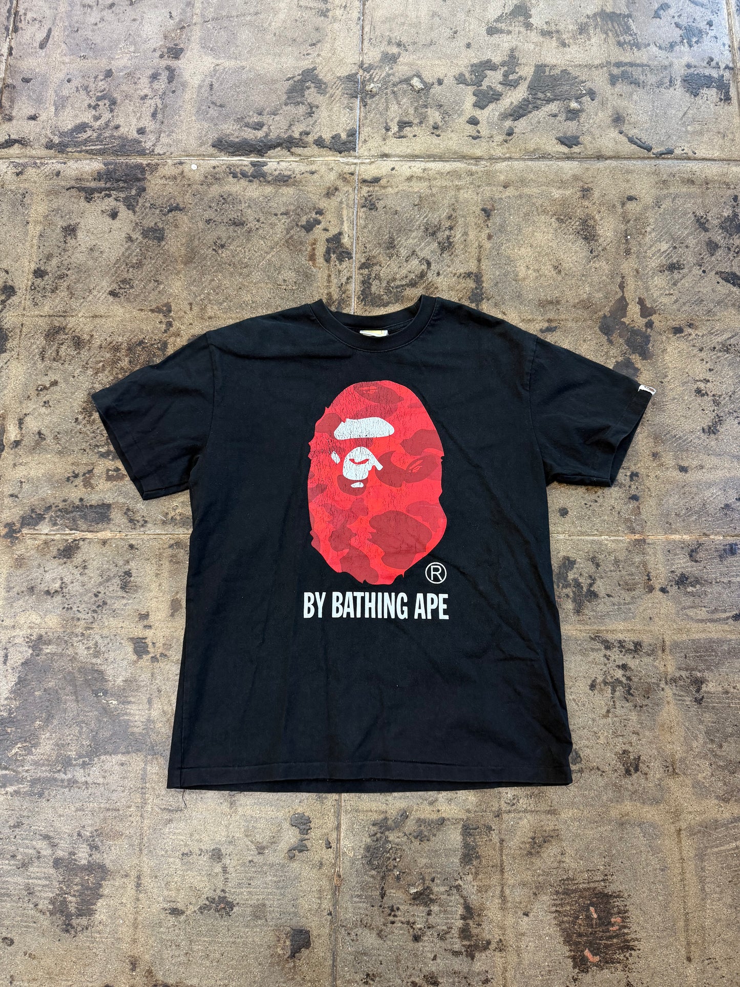 BAPE RED/BLK CAMO APE TEE (USED)