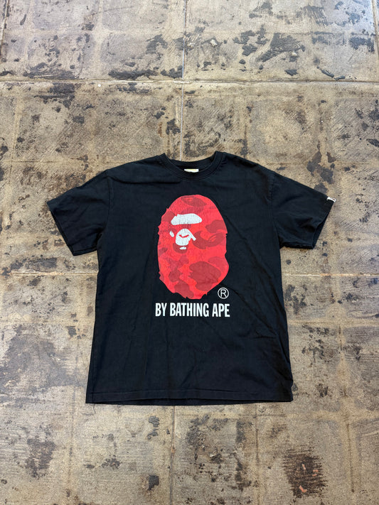 BAPE RED/BLK CAMO APE TEE (USED)