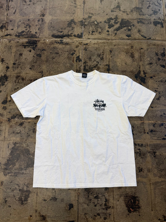 STUSSY TOUGHGEAR WHITE TEE (USED)