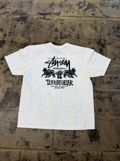 STUSSY TOUGHGEAR WHITE TEE (USED)