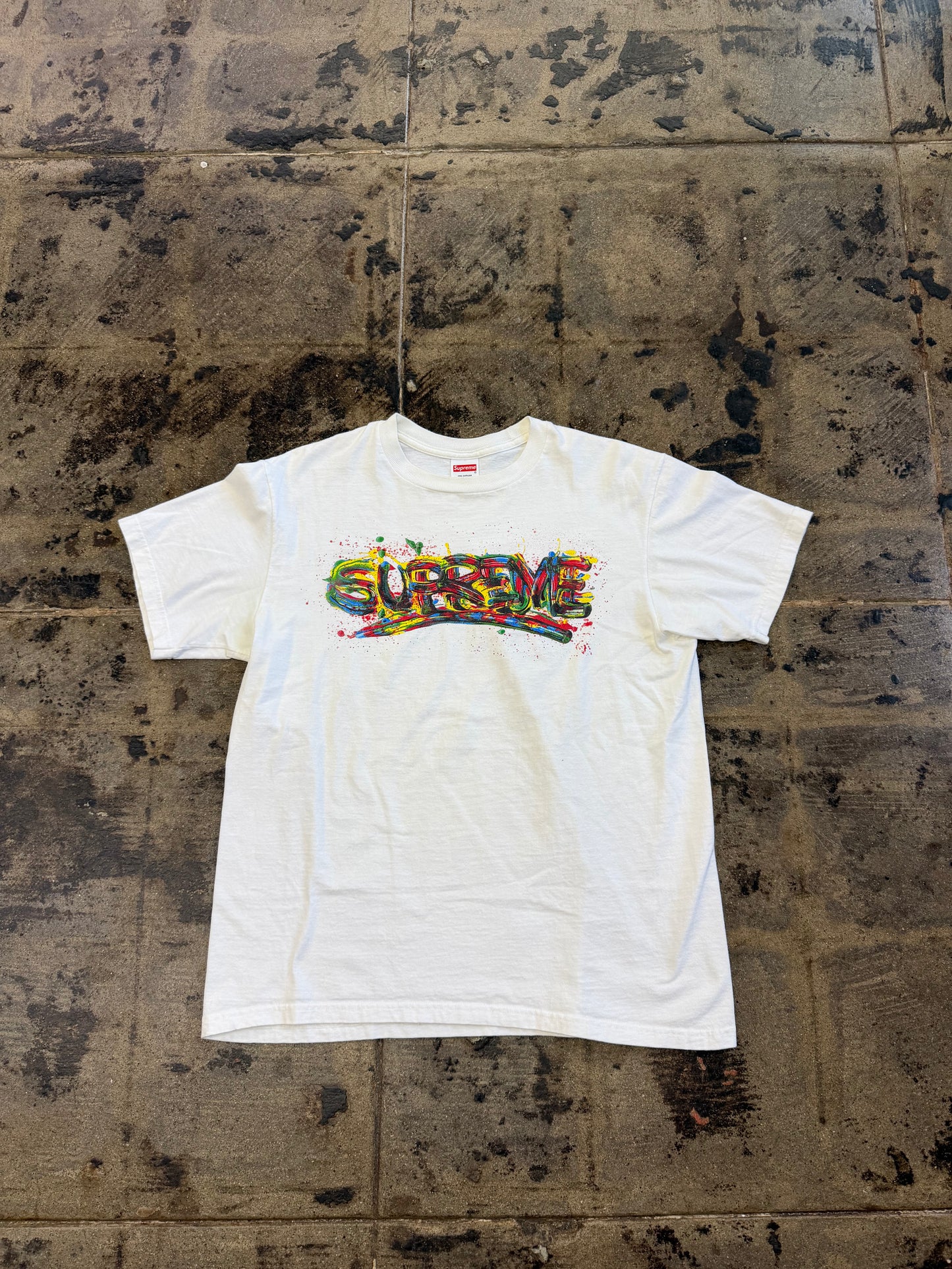 SUPREME WHITE PAINT LOGO TEE (USED)