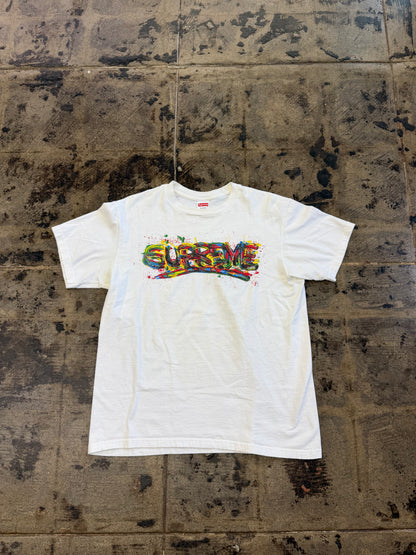 SUPREME WHITE PAINT LOGO TEE (USED)