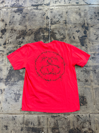 STUSSY RED BARB WIRED TEE (USED)