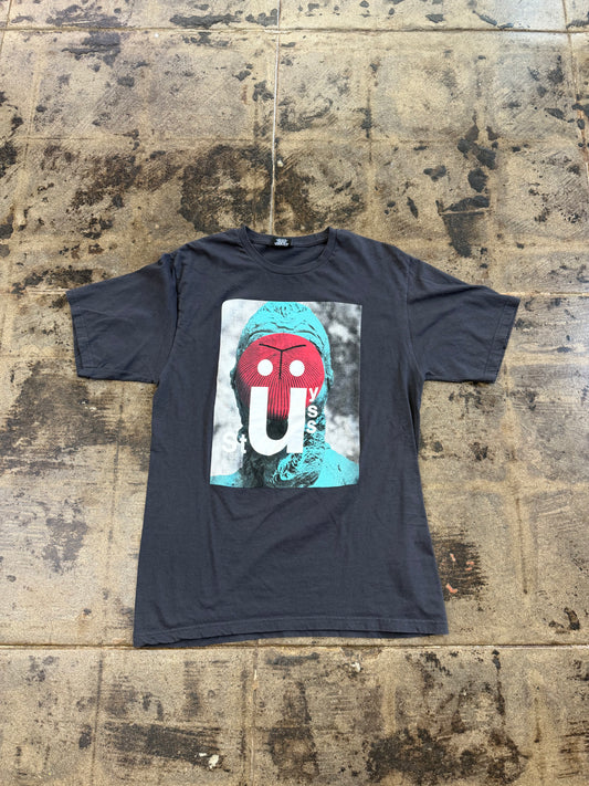 STUSSY U FACE GREY TEE (USED)