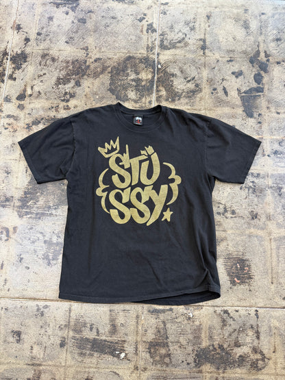 STUSSY BUBBLE CROWN GOLD TEE (USED)