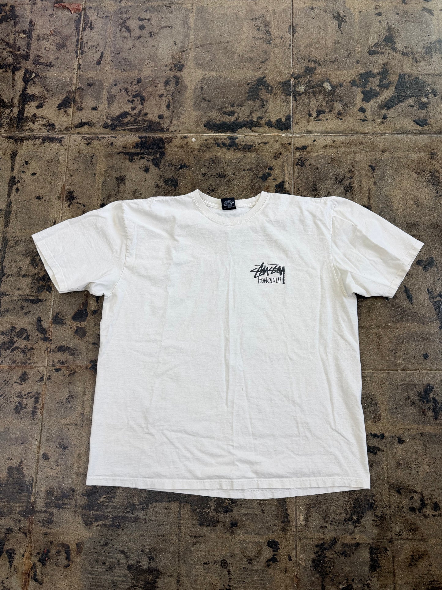 STUSSY HONOLULU WHITE TEE (USED)