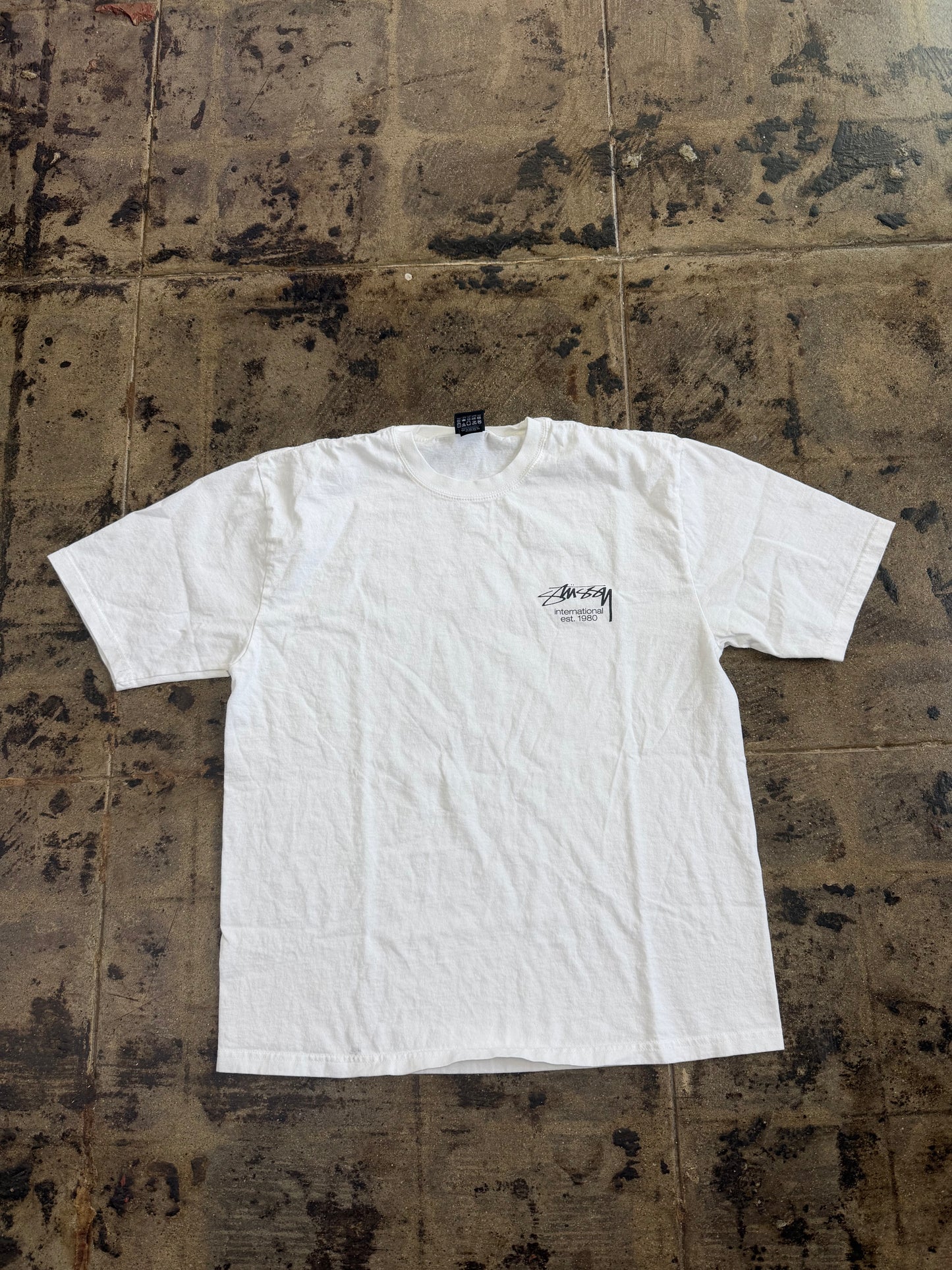 STUSSY DICE CLOCK WHITE TEE (USED)