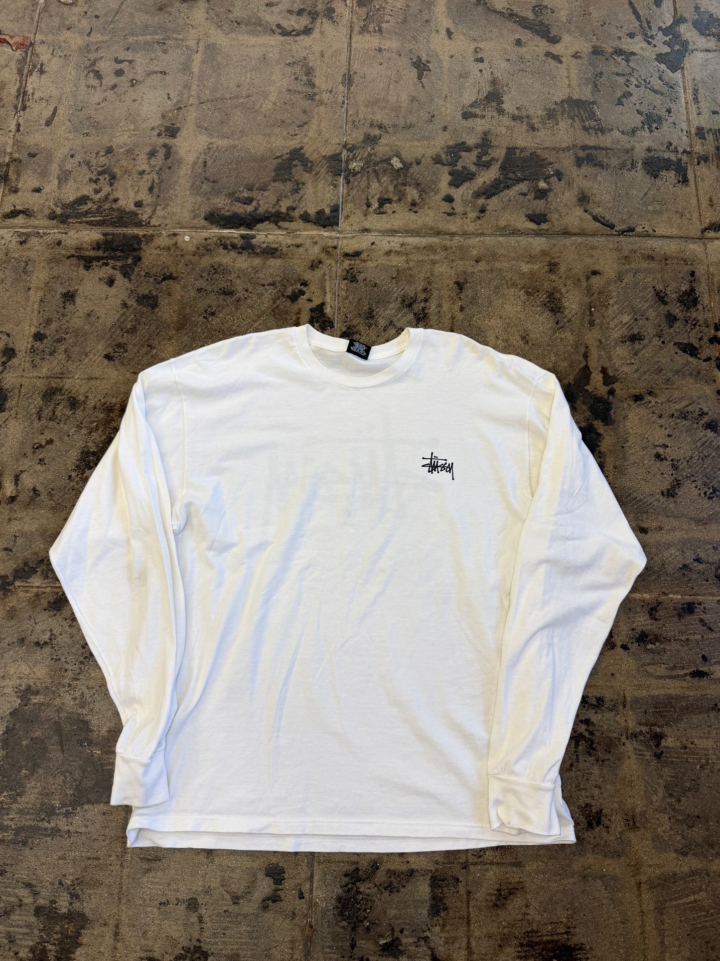 STUSSY SCRIPT WHT/BLK L/S
