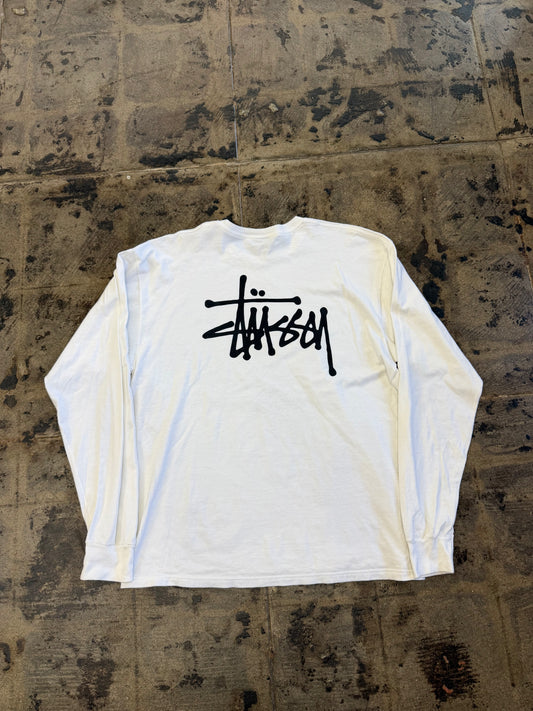 STUSSY SCRIPT WHT/BLK L/S