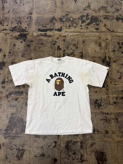 BAPE COLLEGE WHT/BROWN TEE (USED)
