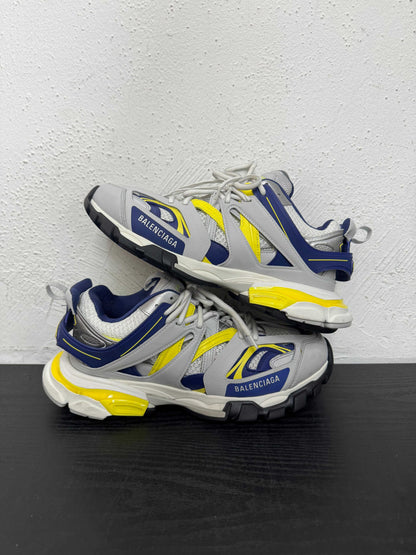 BALENCIAGA TRACK WHT/BLUE SNEAKER (USED,NB)