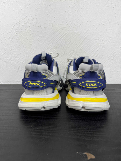 BALENCIAGA TRACK WHT/BLUE SNEAKER (USED,NB)
