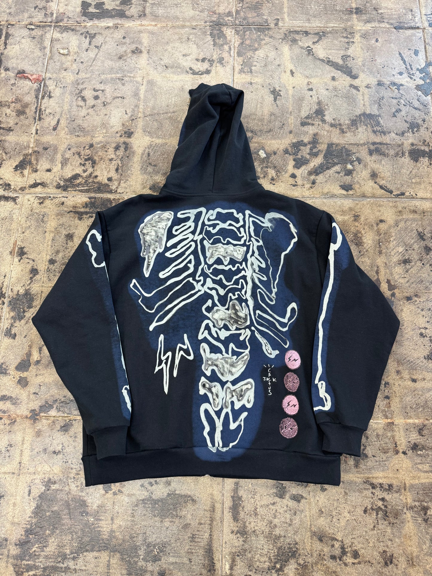 TRAVIS SCOTT FRAGMENT SKELTON GRAFFITI FULL ZIP HOODIE