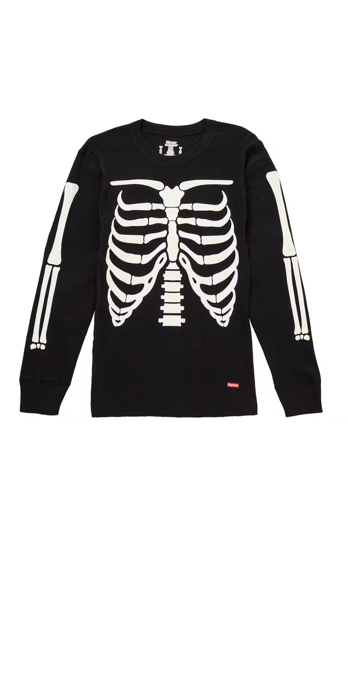 SUPREME HANES BONES THERMAL BLACK CREWNECK