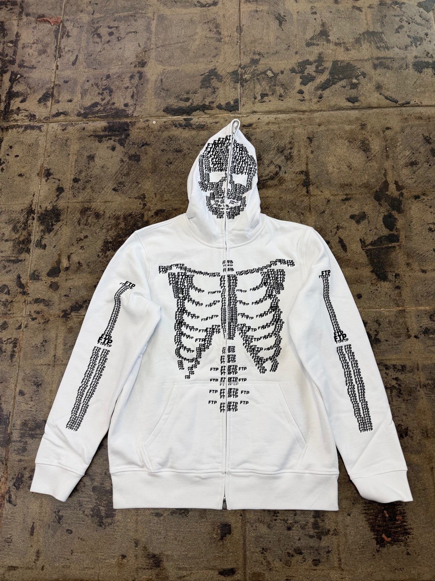 FTP SKELETON FULL ZIP UP WHITE HOODIE