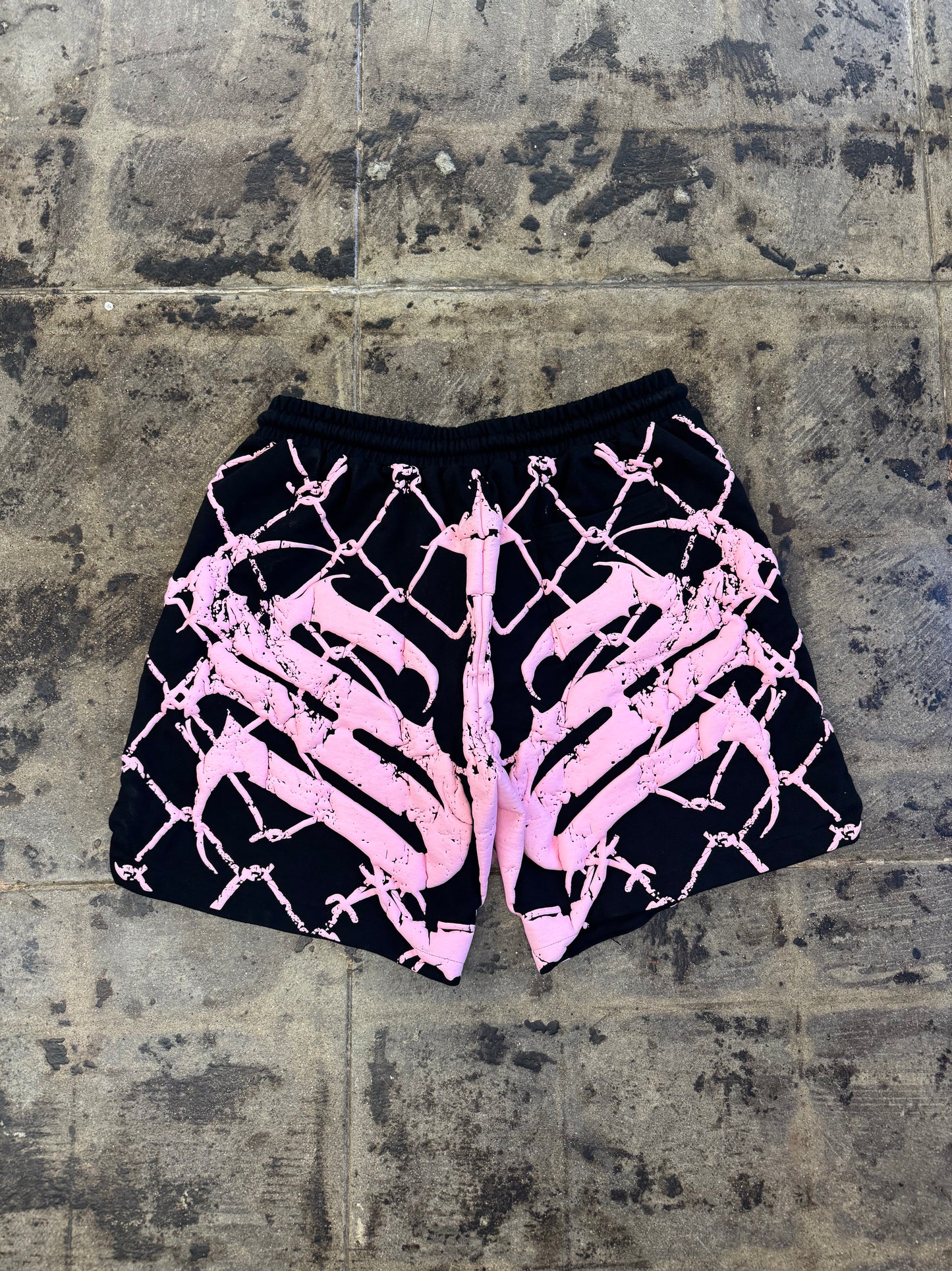 SINNER SEEKING PINK SKELETON SHORTS