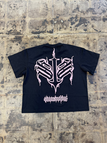 SINNER SEEKING SALES PINK SKELETON TEE